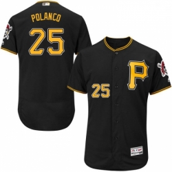 Mens Majestic Pittsburgh Pirates 25 Gregory Polanco Black Alternate Flex Base Authentic Collection MLB Jersey