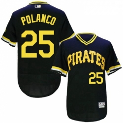 Mens Majestic Pittsburgh Pirates 25 Gregory Polanco Black FlexBase Authentic Collection MLB Jersey