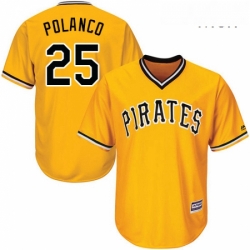 Mens Majestic Pittsburgh Pirates 25 Gregory Polanco Replica Gold Alternate Cool Base MLB Jersey