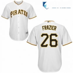 Mens Majestic Pittsburgh Pirates 26 Adam Frazier Replica White Home Cool Base MLB Jersey 
