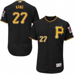 Mens Majestic Pittsburgh Pirates 27 Jung ho Kang Black Alternate Flex Base Authentic Collection MLB Jersey 