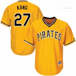 Mens Majestic Pittsburgh Pirates 27 Jung ho Kang Replica Gold Alternate Cool Base MLB Jersey
