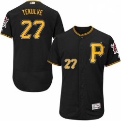 Mens Majestic Pittsburgh Pirates 27 Kent Tekulve Black Alternate Flex Base Authentic Collection MLB Jersey 