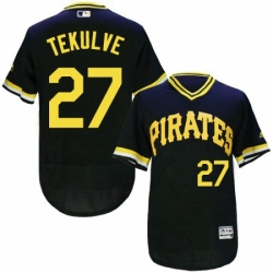 Mens Majestic Pittsburgh Pirates 27 Kent Tekulve Black Flexbase Authentic Collection Cooperstown MLB Jersey