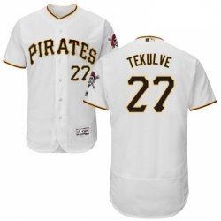 Mens Majestic Pittsburgh Pirates 27 Kent Tekulve White Home Flex Base Authentic Collection MLB Jersey