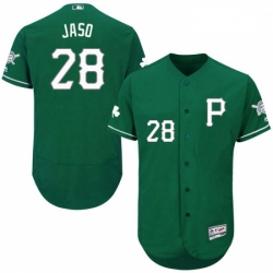 Mens Majestic Pittsburgh Pirates 28 John Jaso Green Celtic Flexbase Authentic Collection MLB Jersey