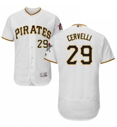 Mens Majestic Pittsburgh Pirates 29 Francisco Cervelli White Home Flex Base Authentic Collection MLB Jersey