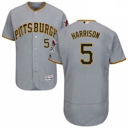 Mens Majestic Pittsburgh Pirates 5 Josh Harrison Grey Road Flex Base Authentic Collection MLB Jersey