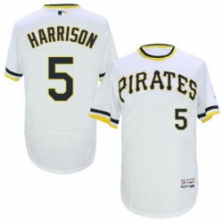 Mens Majestic Pittsburgh Pirates 5 Josh Harrison White Flexbase Authentic Collection Cooperstown MLB Jersey