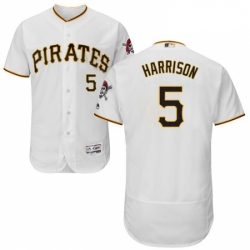 Mens Majestic Pittsburgh Pirates 5 Josh Harrison White Home Flex Base Authentic Collection MLB Jersey