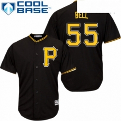 Mens Majestic Pittsburgh Pirates 55 Josh Bell Replica Black Alternate Cool Base MLB Jersey 