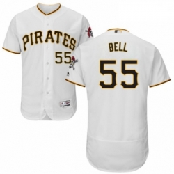 Mens Majestic Pittsburgh Pirates 55 Josh Bell White Home Flex Base Authentic Collection MLB Jersey