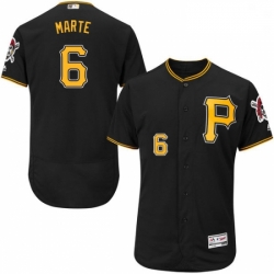 Mens Majestic Pittsburgh Pirates 6 Starling Marte Black Alternate Flex Base Authentic Collection MLB Jersey