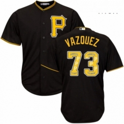 Mens Majestic Pittsburgh Pirates 73 Felipe Vazquez Authentic Black Team Logo Fashion Cool Base MLB Jersey 