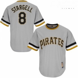 Mens Majestic Pittsburgh Pirates 8 Willie Stargell Authentic Grey Cooperstown Throwback MLB Jersey
