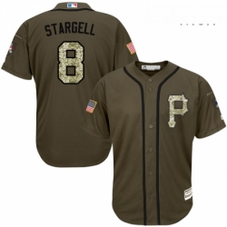 Mens Majestic Pittsburgh Pirates 8 Willie Stargell Replica Green Salute to Service MLB Jersey
