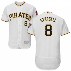 Mens Majestic Pittsburgh Pirates 8 Willie Stargell White Home Flex Base Authentic Collection MLB Jersey