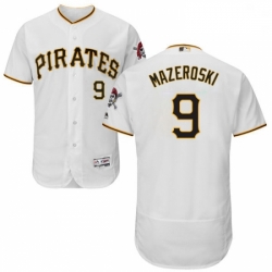 Mens Majestic Pittsburgh Pirates 9 Bill Mazeroski White Home Flex Base Authentic Collection MLB Jersey