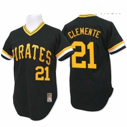 Mens Mitchell and Ness Pittsburgh Pirates 21 Roberto Clemente Authentic Black Throwback MLB Jersey