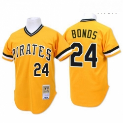 Mens Mitchell and Ness Pittsburgh Pirates 24 Barry Bonds Authentic Gold Throwback MLB Jersey