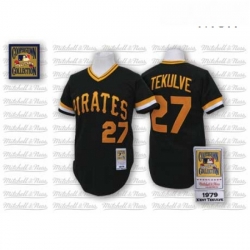 Mens Mitchell and Ness Pittsburgh Pirates 27 Kent Tekulve Authentic Black Throwback MLB Jersey