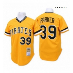 Mens Mitchell and Ness Pittsburgh Pirates 39 Dave Parker Replica Gold Throwback MLB Jersey