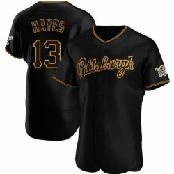 Men's Nike Pittsburgh Pirates #13 KeBryan Hayes Black Stitched Flex Base Baseball Jersey