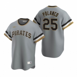 Mens Nike Pittsburgh Pirates 25 Gregory Polanco Gray Cooperstown Collection Road Stitched Baseball Jerse