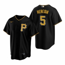 Mens Nike Pittsburgh Pirates 5 Guillermo Heredia Black Alternate Stitched Baseball Jersey