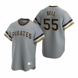 Mens Nike Pittsburgh Pirates 55 Josh Bell Gray Cooperstown Collection Road Stitched Baseball Jersey