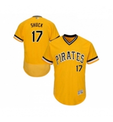 Mens Pittsburgh Pirates 17 JB Shuck Gold Alternate Flex Base Authentic Collection Baseball Jersey