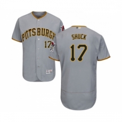 Mens Pittsburgh Pirates 17 JB Shuck Grey Road Flex Base Authentic Collection Baseball Jersey