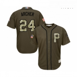 Mens Pittsburgh Pirates 24 Chris Archer Authentic Green Salute to Service Baseball Jersey 