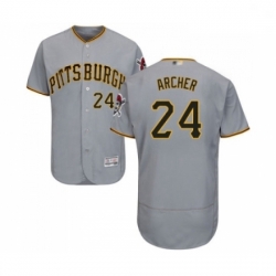 Mens Pittsburgh Pirates 24 Chris Archer Grey Road Flex Base Authentic Collection Baseball Jersey
