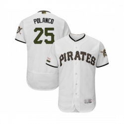 Mens Pittsburgh Pirates 25 Gregory Polanco White Alternate Authentic Collection Flex Base Baseball Jersey