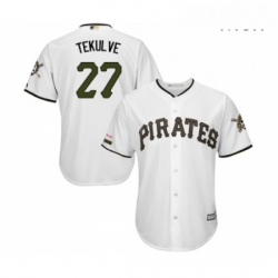 Mens Pittsburgh Pirates 27 Kent Tekulve Replica White Alternate Cool Base Baseball Jersey