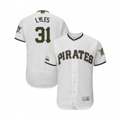 Mens Pittsburgh Pirates 31 Jordan Lyles White Alternate Authentic Collection Flex Base Baseball Jersey