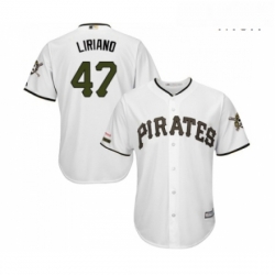 Mens Pittsburgh Pirates 47 Francisco Liriano Replica White Alternate Cool Base Baseball Jersey 