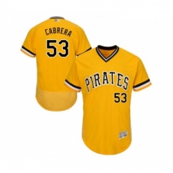 Mens Pittsburgh Pirates 53 Melky Cabrera Gold Alternate Flex Base Authentic Collection Baseball Jersey
