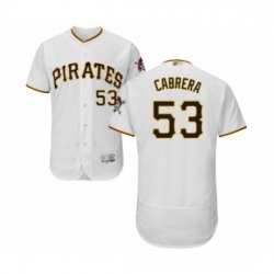 Mens Pittsburgh Pirates 53 Melky Cabrera White Home Flex Base Authentic Collection Baseball Jersey