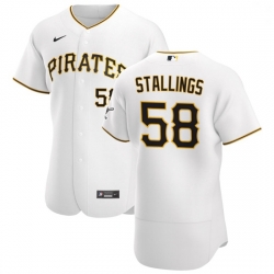 Pittsburgh Pirates 58 Jacob Stallings Men Nike White Home 2020 Authentic Player MLB Jersey