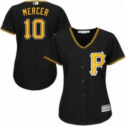 Womens Majestic Pittsburgh Pirates 10 Jordy Mercer Replica Black Alternate Cool Base MLB Jersey 
