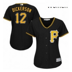 Womens Majestic Pittsburgh Pirates 12 Corey Dickerson Authentic Black Alternate Cool Base MLB Jersey 