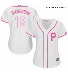 Womens Majestic Pittsburgh Pirates 12 Corey Dickerson Authentic White Fashion Cool Base MLB Jersey 