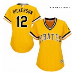Womens Majestic Pittsburgh Pirates 12 Corey Dickerson Replica Gold Alternate Cool Base MLB Jersey 