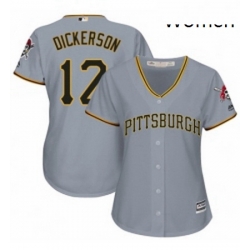 Womens Majestic Pittsburgh Pirates 12 Corey Dickerson Replica Grey Road Cool Base MLB Jersey 