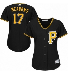 Womens Majestic Pittsburgh Pirates 17 Austin Meadows Authentic Black Alternate Cool Base MLB Jersey 
