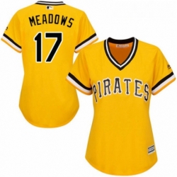 Womens Majestic Pittsburgh Pirates 17 Austin Meadows Authentic Gold Alternate Cool Base MLB Jersey 