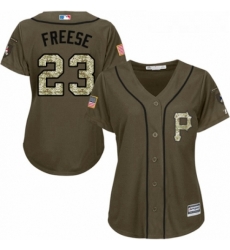 Womens Majestic Pittsburgh Pirates 23 David Freese Authentic Green Salute to Service MLB Jersey 