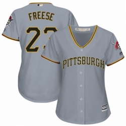 Womens Majestic Pittsburgh Pirates 23 David Freese Authentic Grey Road Cool Base MLB Jersey 